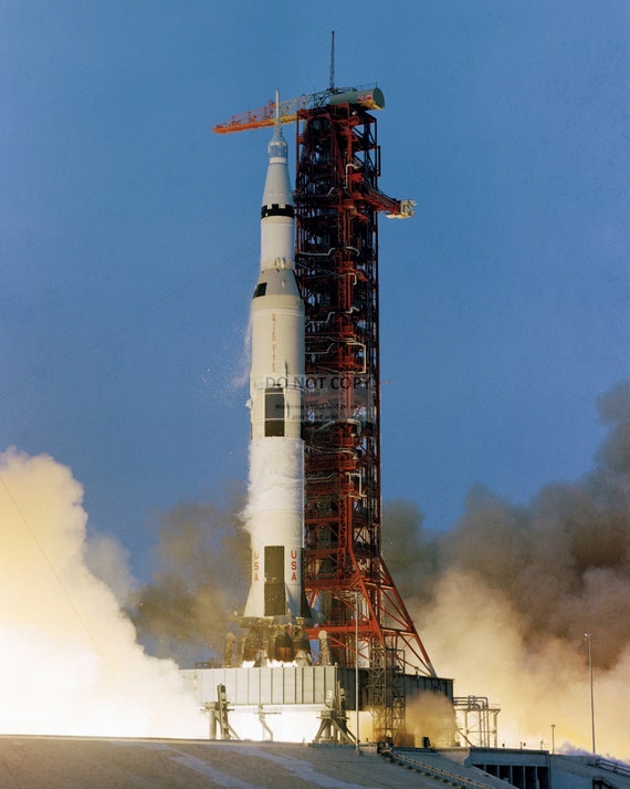 Apollo 11 Launch Saturn V Rocket American Flag 5x7 Photo Apollo 11 Mission NASA