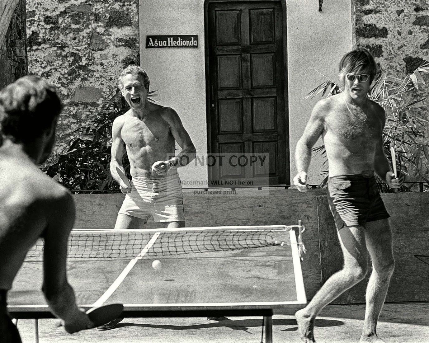 Paul Newman Robert Redford Ping Pong in Mexico While Filming