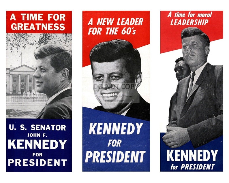 John F. Kennedy Presidential Campaign Posters 3 on 1 Print Etsy Canada