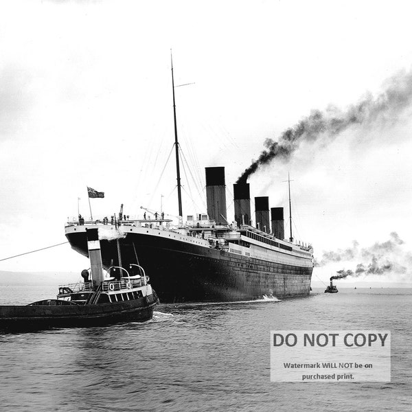 RMS Titanic Leaves Belfast for Sea Trials on April 2, 1912 - 5X7, 8X10 or 11X14 Photo (OP-008) [LG-118]