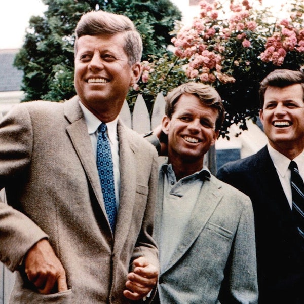 Senator John F. Kennedy With Brothers Robert and Edward in July, 1960 - 8X10 or 11X14 Photo (AA-414)
