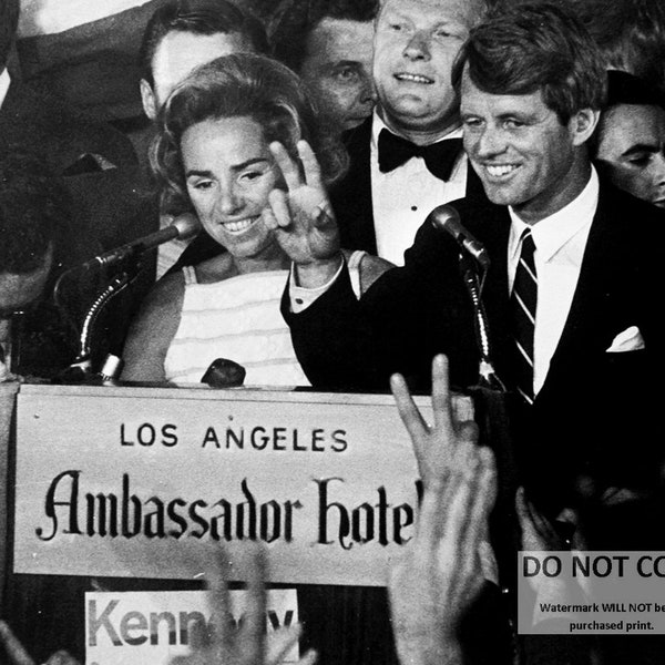 Senator Robert F. Kennedy Celebrates His California Primary Win Minutes Before Being Shot - 5X7, 8X10 or 11X14 Photo (AA-828)