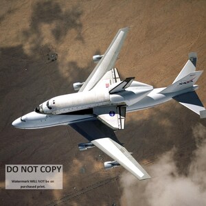Space Shuttle Columbia on Carrier Aircraft to Kennedy Space Center - 5X7, 8X10 or 11X14 NASA Photo (EP-406)