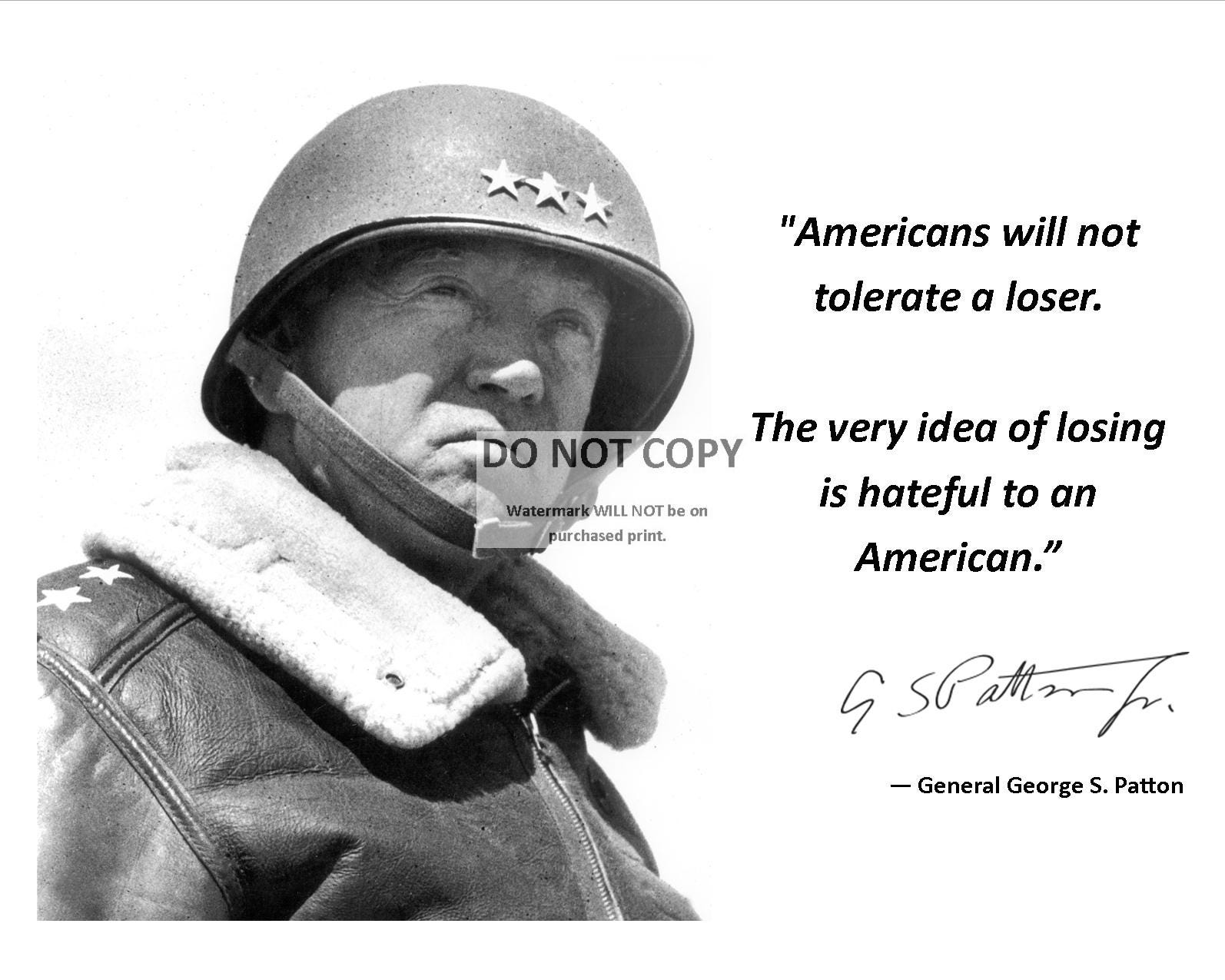 General George S. Patton Quote With Facsimile Autograph - 8X10 or 11X14 ...