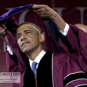 President Barack Obama Receives an Honorary Degree from Morehouse College in 2013 - 5X7, 8X10 or 11X14 Photo (CC-085)