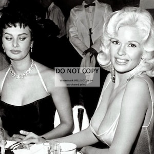 Sophia Loren and Jayne Mansfield at a Party in 1957 - 5X7, 8X10 or 11X14 Publicity Photo (AB-150)