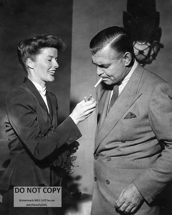 Katharine Hepburn Lights Cigarette for Clark Gable - 5X7, 8X10 or 11X14  Publicity Photo (ZZ-250)