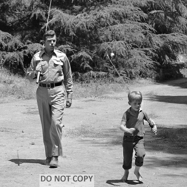 Andy Griffith and Ron Howard in the Iconic Opening to "The Andy Griffith Show" - 5X7, 8X10 or 11X14 Publicity Photo (AZ-731) [LG-192]