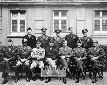 Senior World War II Generals Dwight Eisenhower, George Patton, Omar Bradley and Others, Circa 1945 - 5X7, 8X10 or 11X14 Photo (EP-823)
