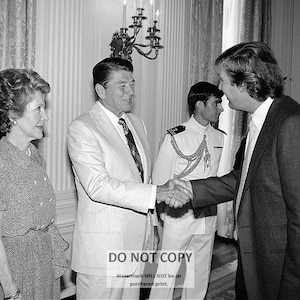 Ronald and Nancy Reagan Greet Donald Trump During a 1983 Event at the White House - 5X7, 8X10 or 11X14 Photo (MW-457)