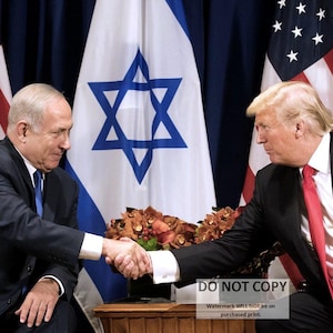 Donald Trump & Israeli Prime Minister Benjamin Netanyahu - 5X7, 8X10 or 11X14 Photo (AB-349)