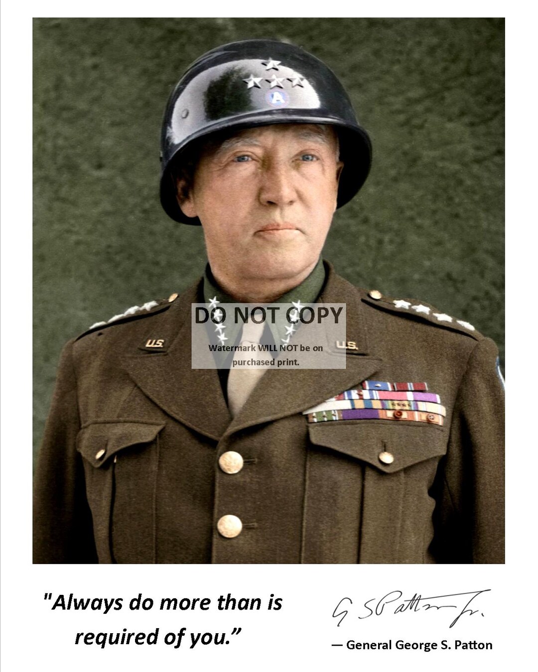 General George S. Patton Quote With Facsimile Autograph - 8X10 or 11X14 ...