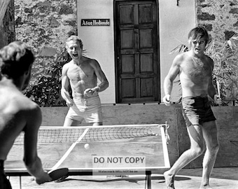 Paul Newman Robert Redford Ping Pong in Mexico While Filming Butch Cassidy & the Sundance Kid - 5X7, 8X10 or 11X14 Photo (BB-973)