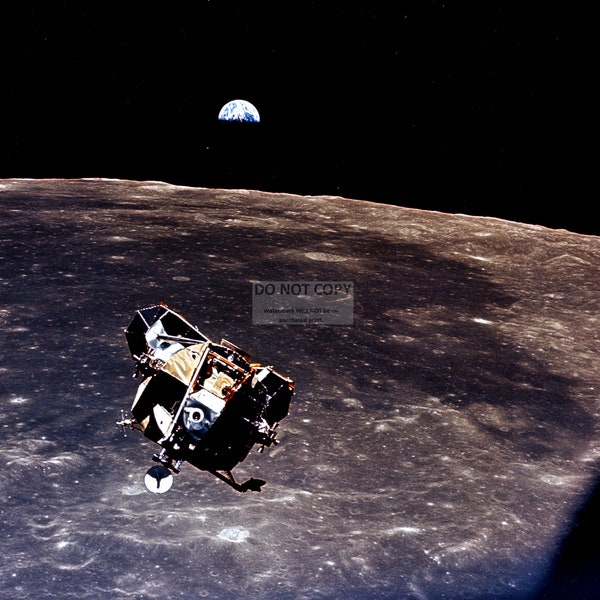 Apollo 11 Earth View as the Lunar Module 'Eagle' Leaves the Moon - 5X7, 8X10 or 11X14 NASA Photo (EP-048) [LG-062]