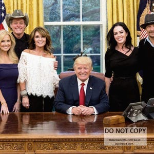 President Donald Trump with Sarah Palin, Ted Nugent and Kid Rock - 5X7 or 8X10 Photo (AA-667)