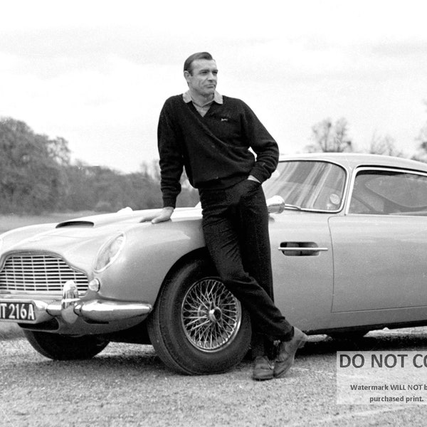 Sean Connery as "James Bond" Standing Next to the Aston Martin DB5 Used in the Film "Goldfinger" - 5X7, 8X10 or 11X14 Photo (BB-273)