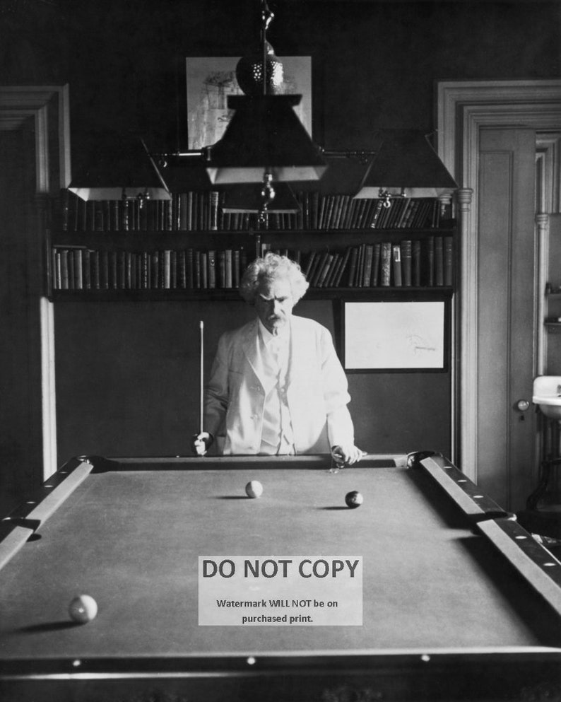 Mark Twain Playing Pool Billiards Samuel Clemens Writer 5X7 or 8X10 Photo FB-465 8X10 inches