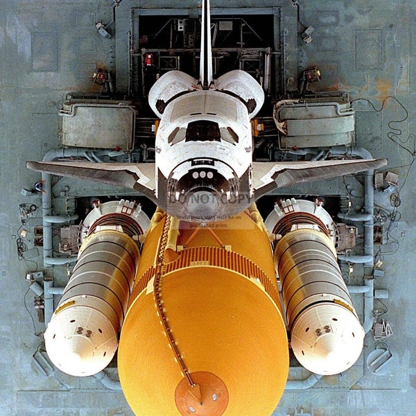 Space Shuttle Atlantis Overhead View as It Rolls to Launch Pad 39A - 5X7, 8X10 or 11X14 NASA Photo (EP-307)