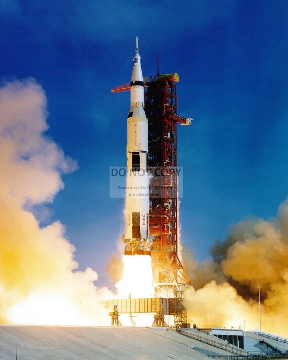 Apollo 11 Launch Saturn V Rocket American Flag 5x7 Photo Apollo 11 Mission NASA