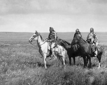 Photographer Edward S. Curtis "The Three Chiefs-Piegan" Circa 1900 - 5X7, 8X10 or 11X14 Photo (CC-145)