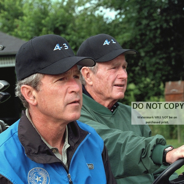 President George W. Bush With Father George H.W. Bush - 5X7, 8X10 or 11X14 Photo (AA-685)