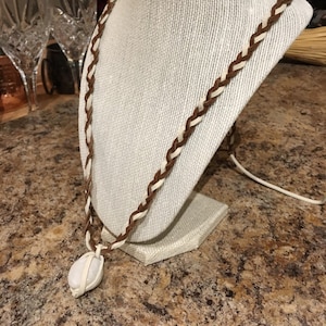 Braided Soft Suede Rope with Natural White Tumbled Stone Pendant
