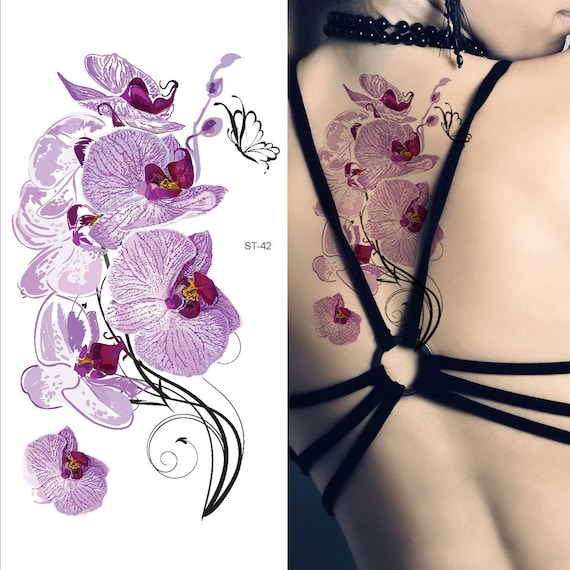 Supperb Tatouages Temporaires Tatouage Orchidées Violet