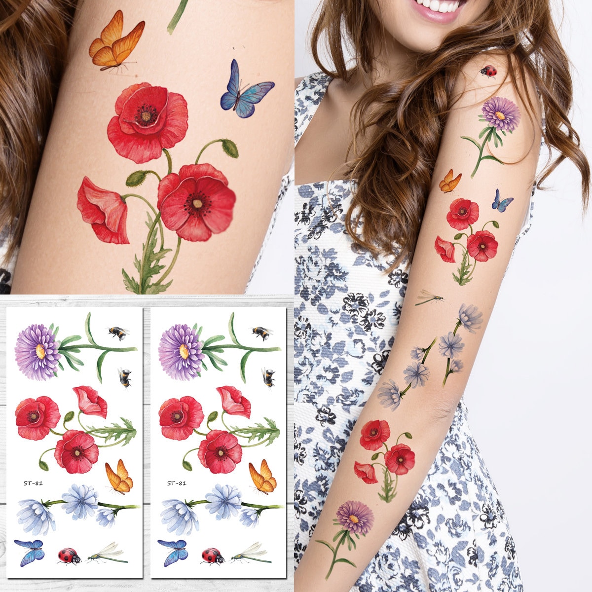 Supperb Temporary Tattoos Hand Drawn Colorful Flower Tattoo Etsy Singapore Supperb Temporary Tattoos Hand Drawn Colorful Flower Tattoo Etsy Singapore