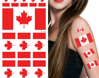 Supperb® Canada Flag Temporary Tattoo Kit, Canada Flag Canadian Flag Temporary Tattoos, 12 Tattoos (Set of 2)