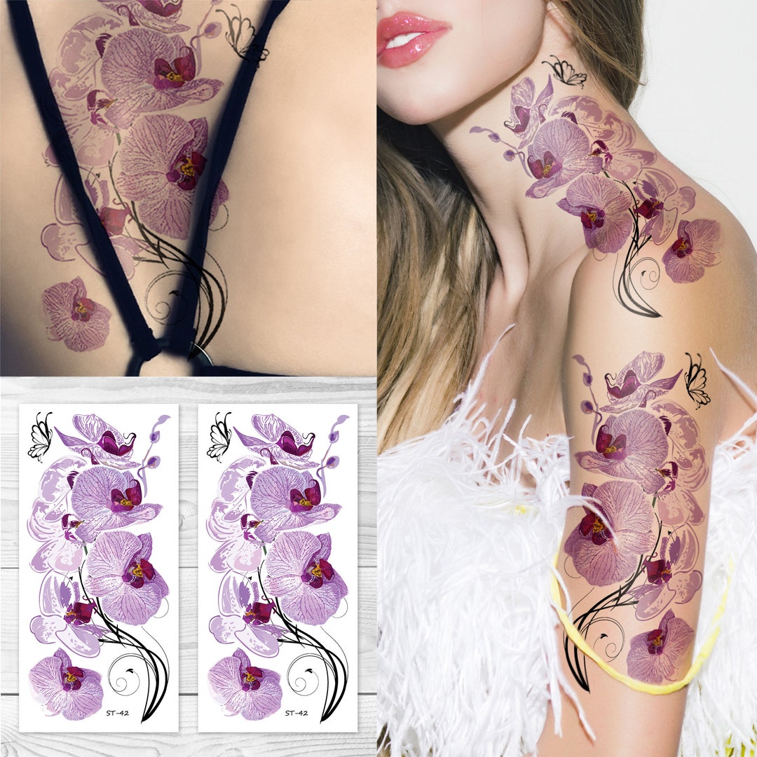 Tatouage Femme Cheville Orchidée Supperb® Tatouages temporaires Orchidées violettes Blooming - Etsy France