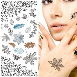 Supperb® Temporary Tattoos - Leaves Tattoo, Leaf Tattoos, Plants Tattoos, Vine Tattoos