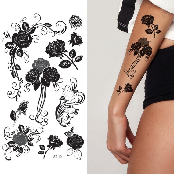 Supperb® Temporary Tattoos Tribal Black Roses ST-40 - Etsy Singapore