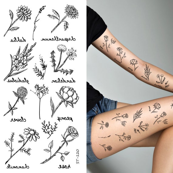 Tatuajes temporales de La cenab Pequeñas rosas negras flores - Etsy España Tatuajes temporales de La cenab Pequeñas rosas negras flores - Etsy España