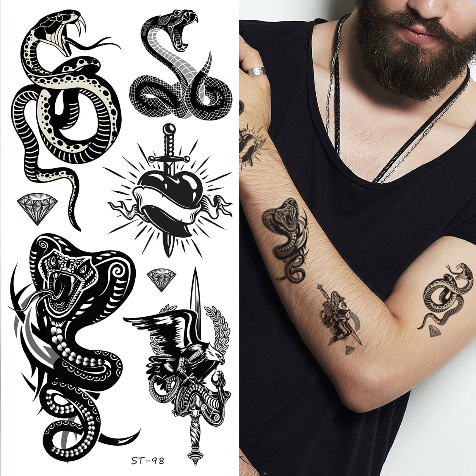 Snake Tattoo - Etsy Canada Snake Tattoo - Etsy Canada