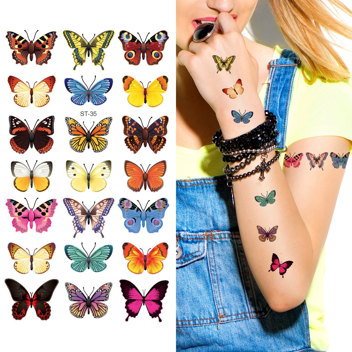 30 Sheets 3D Small Black Temporary Tattoos For Women Men Waterproof Fake  Tattoo Stickers For Face Neck Arm Children Tattoo Temporary Flower Birds  Star Realistic Tatoo Kits For Boy Girls Adults -