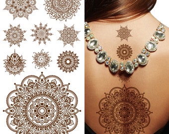 Supperb Temporary Tattoos - Inspired Mandala Henna Healing Yoga Meditation Tattoo