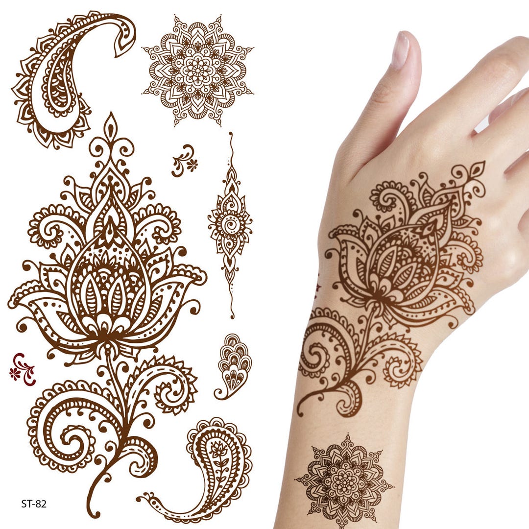 Henna Tattoos Stencils 10 Sheet Large Size Temporary Tattoo