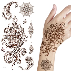 Supperb Temporary Tattoos - Inspired Henna Mehndi Design, Henna Style Tattoos