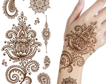 Supperb Temporary Tattoos - Inspired Henna Mehndi Design, Henna Style Tattoos