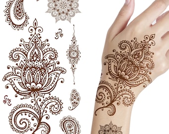 Supperb Temporary Tattoos - Inspired Henna Mehndi Design, Henna Style Tattoos