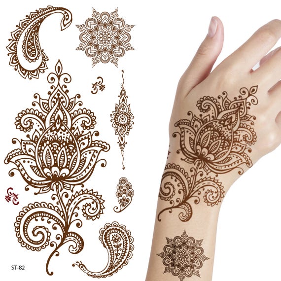 Supperb Temporare Tattoos Inspiriert Henna Mehndi Design Etsy