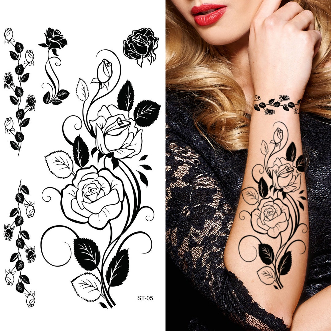 Supperb® Temporary Tattoos Black Tribal Rose - Etsy Australia