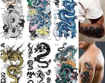 Tatuagem temporária Supperb Mix Dragons/pacote com 6 (conjunto tradicional)