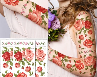 Supperb® Temporary Tattoos -  Rose Blooming Tattoo Sleeve Large Tattoo Full Arm