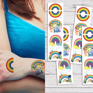 Tatuajes temporales Supperb® - Tatuajes coloridos del arco iris (juego de 4)