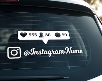 Custom Instagram Handle Car Sticker - Personalisierter Social Media Aufkleber für Autofenster, Business Promotion, Vinyl Aufkleber, Made in Canada