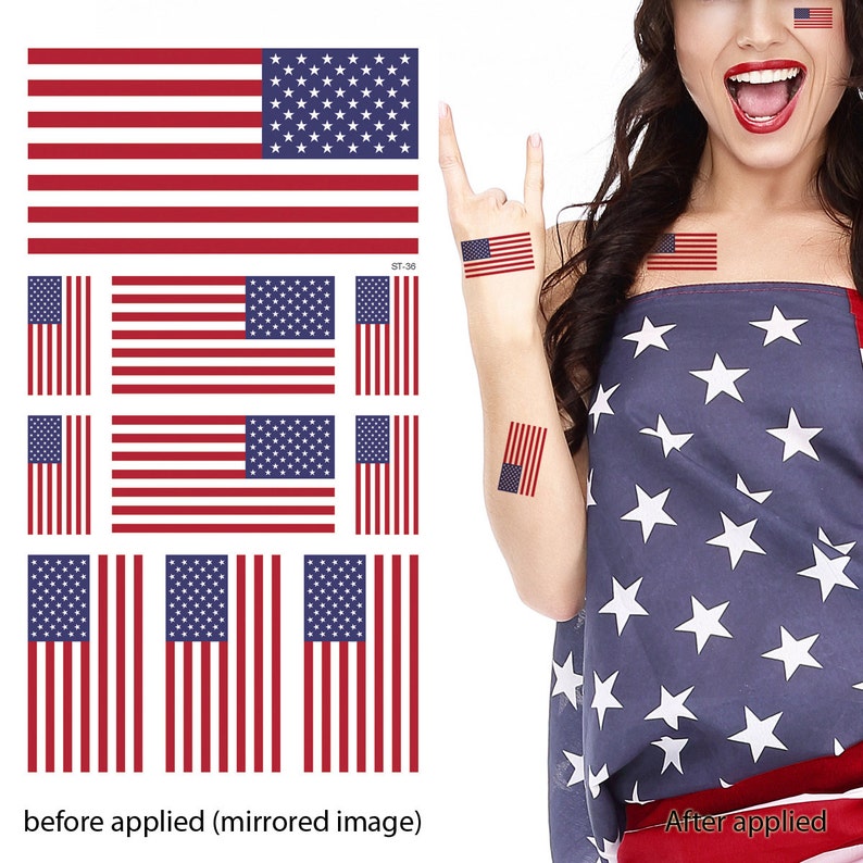 Supperb® American Flag Temporary Tattoo Kit USA Flag Etsy