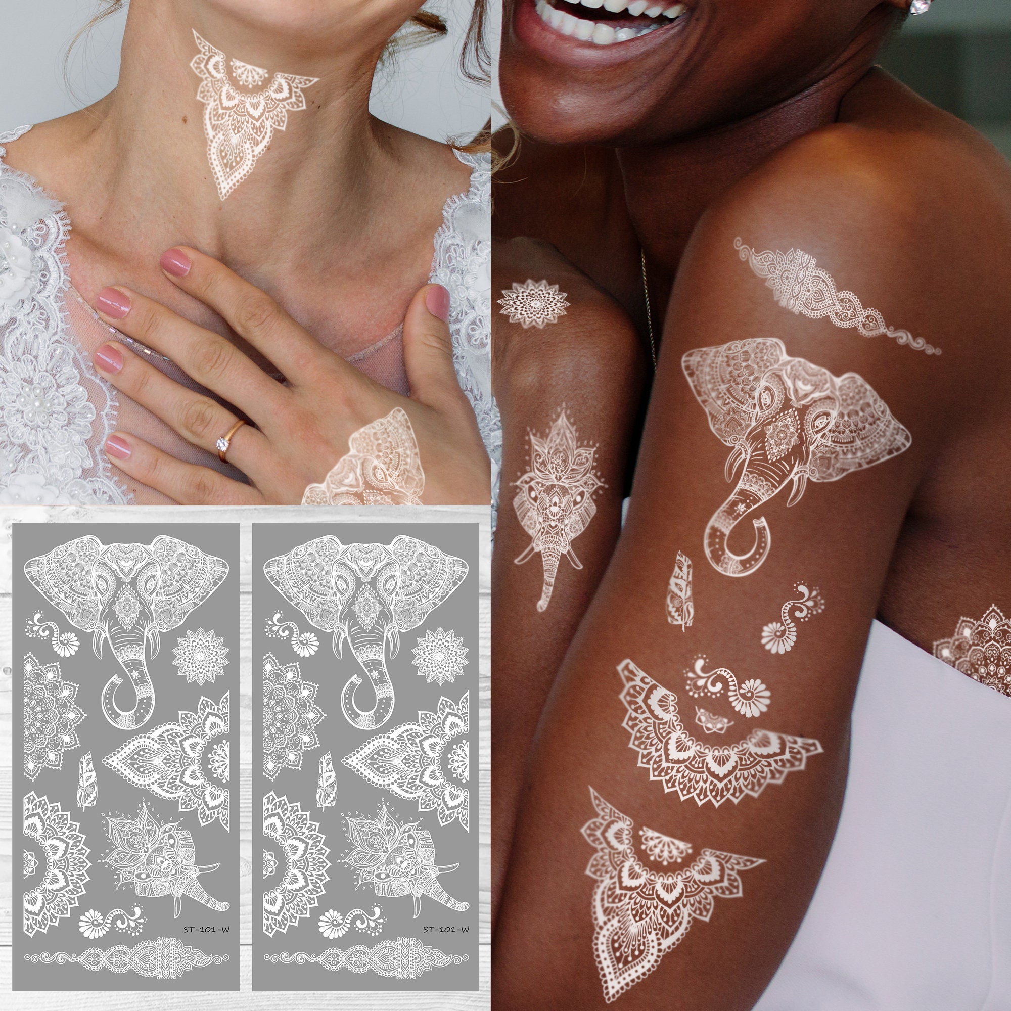 White henna waterproof body paint for henna temporary tattoo body art, 2 x  10ml