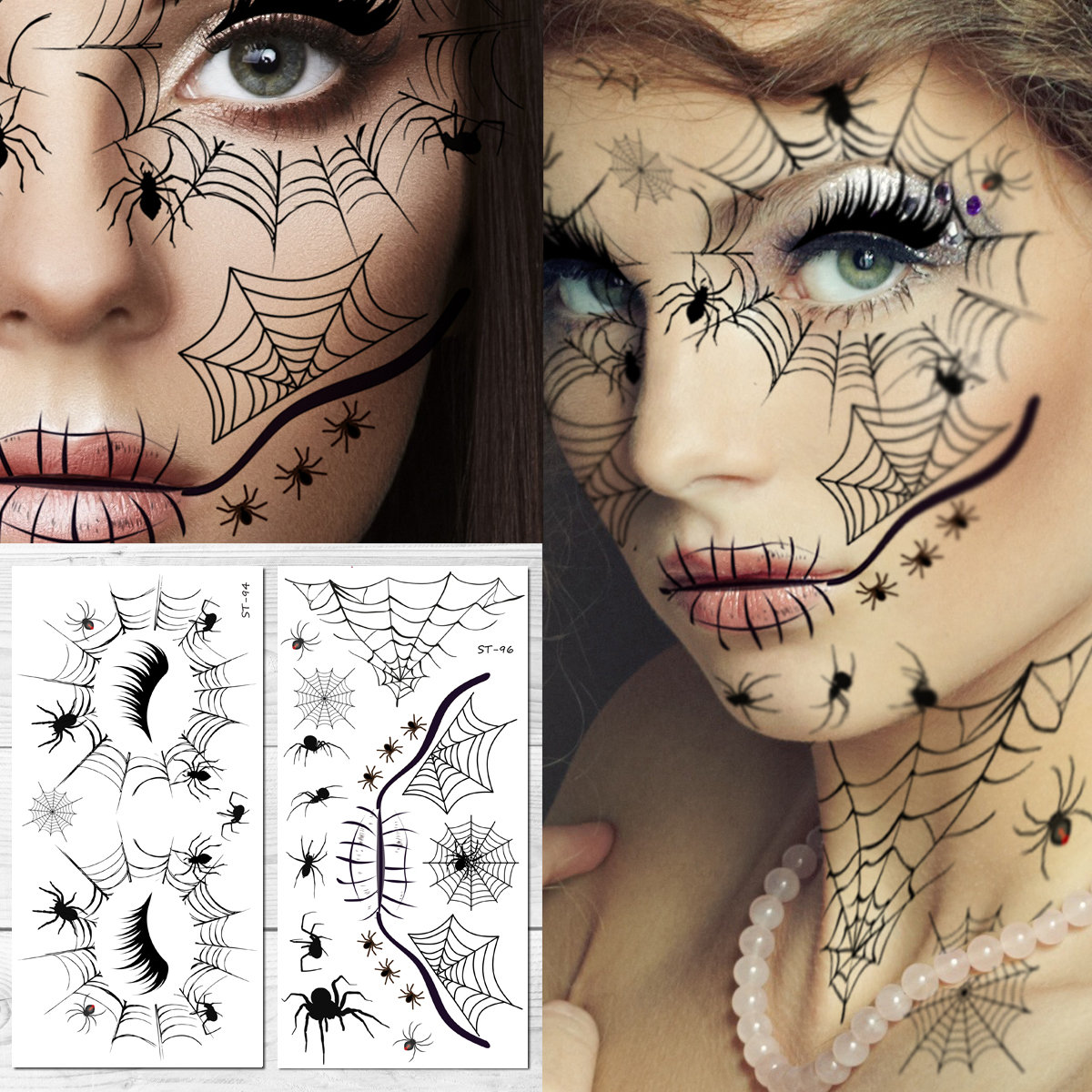 ZERHOK Temporary Face Tattoo, 8pcs Day of the Dead Makeup Stickers Skull  Floral Black Skeleton Spider Web Red Rose for Men Women Kid Carnival  Masquerade Bachelorette Party Fright Night (Spider) – BigaMart