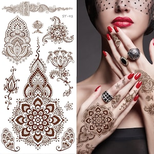 Tatuajes temporales supperb: diseño inspirado en Henna Mehndi II, tatuajes estilo henna